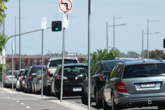 Cars parking on street