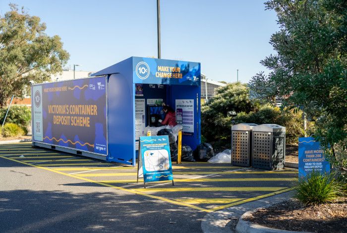 container deposit van on grass 
