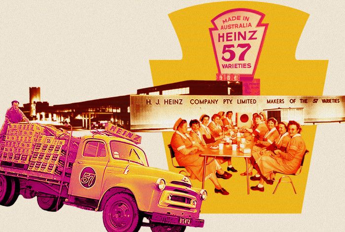 historical image of Heinz truck and can of beans