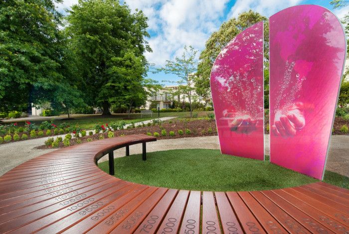 Picture of display panels at the Enterprise Hostel tribute garden