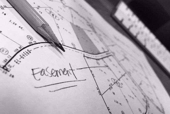 A diagram showing an easement of a property