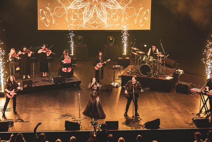 A band performing on stage