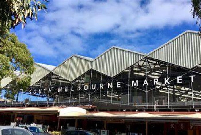 The roof with the wording South Melbourne Market 