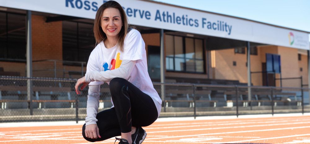 Mayor Lana formoso on athletics track