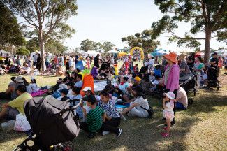People enjoying the picnic.