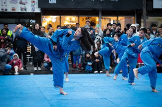 Martial arts performance by children