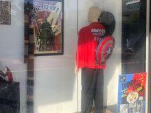 Dandy Con display window with items on display