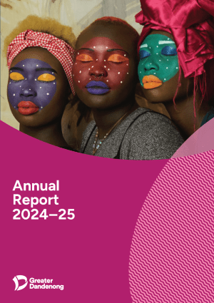 Annual Report 2024-25 Cover with a photograph of three women